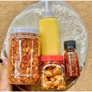 combo 600gr bánh tráng 150g - muối tép hành phi 200gr - bơ béo 100gr sốt tắc 50g - tốp mỡ  30g