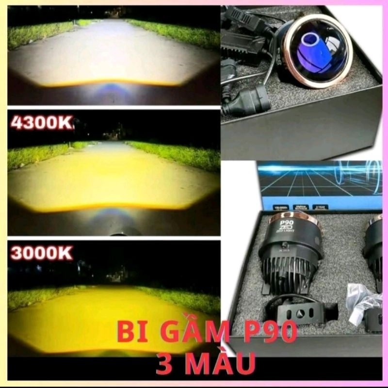 Đèn bi gầm 3.0 P90 - 3 Gam màu trong 1 bi.Chống nước, chống bụi tuyệt đối IP68. Trợ sángxe máy, bi g