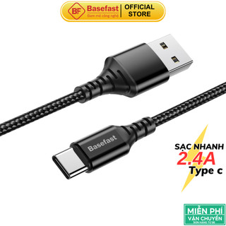 Dây sạc Type c Chính hãng Basefast CS14a - Cáp bọc dù sạc nhanh siêu bền cho Samsung Xiaomi Android