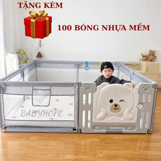 Quây bóng, nhà bóng cho bé hình chữ nhật khung inox tặng kèm bóng nhựa mềm BABYHOPE