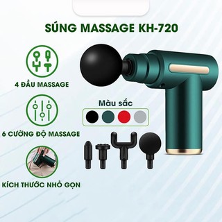 Súng massage cầm tay mini 4 đầu 6 chế độ - máy massage đấm lưng - mát xa cổ vai gáy