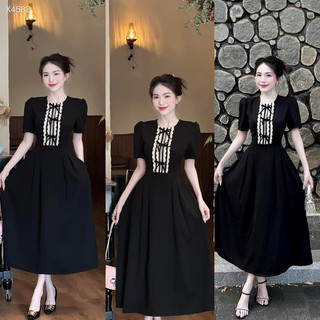 Đầm phối nơ dáng xòe mã 73436