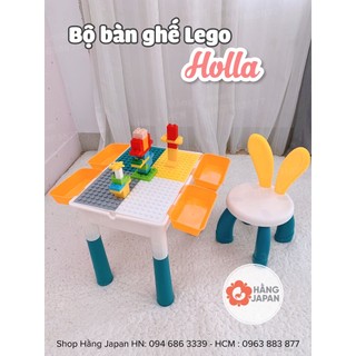 Bộ bàn ghế ghép lego Holla HL-10106 szie nhỏ cho bé tặng bộ lego 70 chi tiết - Hàng Chính Hãng