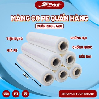 Màng Co PE Quấn Hàng ( Màng Chít ), Cuộn 3kg và 4kg, Dai Bền Siêu Cấp, Chống Nước, Chống Bụi, Màng Nilon Đóng Hàng