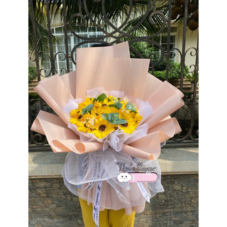 Quà tặng - Bó hoa hướng dương 20 bông kèm baby khô tặng túi và thiệp