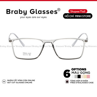 Gọng kính mắt vuông thời trang nam nữ TR90 dẻo siêu bền Braby Glasses kiểu dáng đơn giản MK111