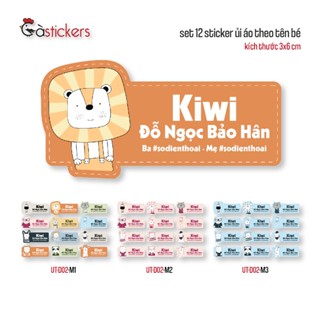 Sticker ủi áo in tên trẻ em GaStickers UT-D02- bộ 12 miếng kích thước 3 x 6 cm