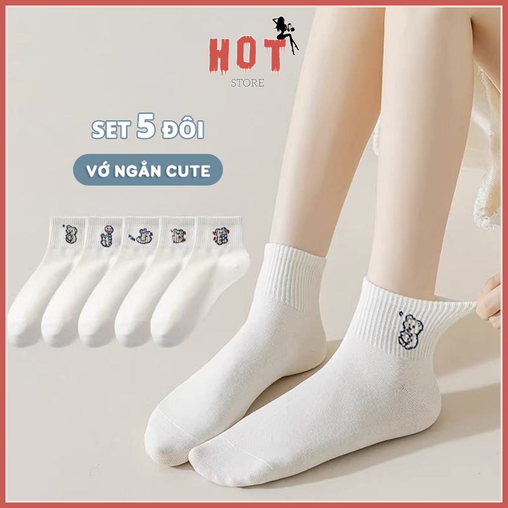 Vớ tất Hot Store phong cách Hàn Quốc Basic, chất liệu cotton co giãn 4 chiều - Hot Store
