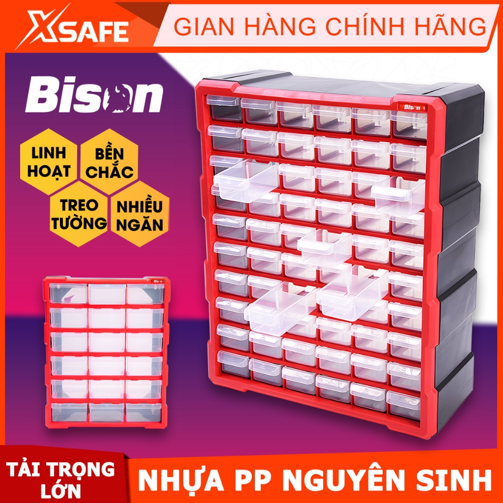 Tủ nhựa đựng linh kiện Bison nhiều ngăn tiện lợi, dùng đựng linh kiện điện tử, đồ thủ công, câu cá
