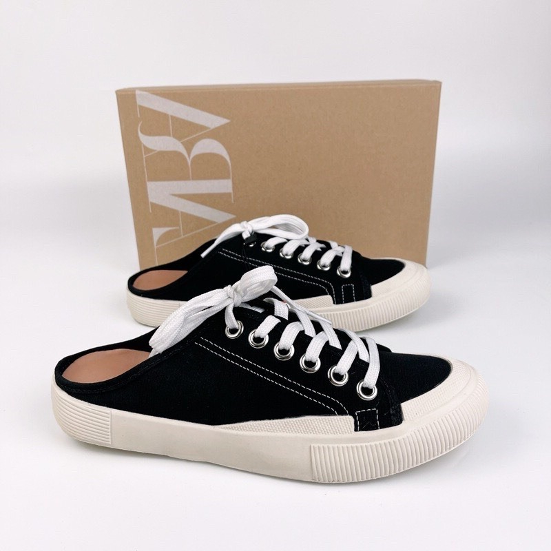 Giày sục nữ Zara mũi tròn phong cách thanh lịch, giày sục nữ đế bằng cao 2cm hàng xịn sò