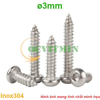 LGD3X# - Vít Lục Giác Đầu Dù Ren Xoắn ø3mm Vít Ren Thưa Inox 304