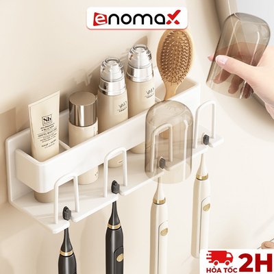 Giá đựng bàn chải đánh răng Enomax đa năng dán tường, chất liệu nhôm hàng không cao cấp, bảo hành 10 năm (Eno - 0103)