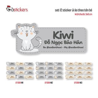 Sticker ủi áo in tên trẻ em GaStickers UT-D08- bộ 12 miếng kích thước 3 x 6 cm