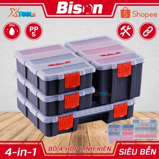 Hộp đựng linh kiện Bison hộp đựng đồ nghề cao cấp chịu va đập nhựa nguyên sinh có vách chia ngăn
