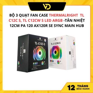 Bộ 3 quạt fan case Thermalright  TL C12C S, TL C12CW S LED ARGB -Tản nhiệt 12cm Pa 120 Ax120r SE sync main hub