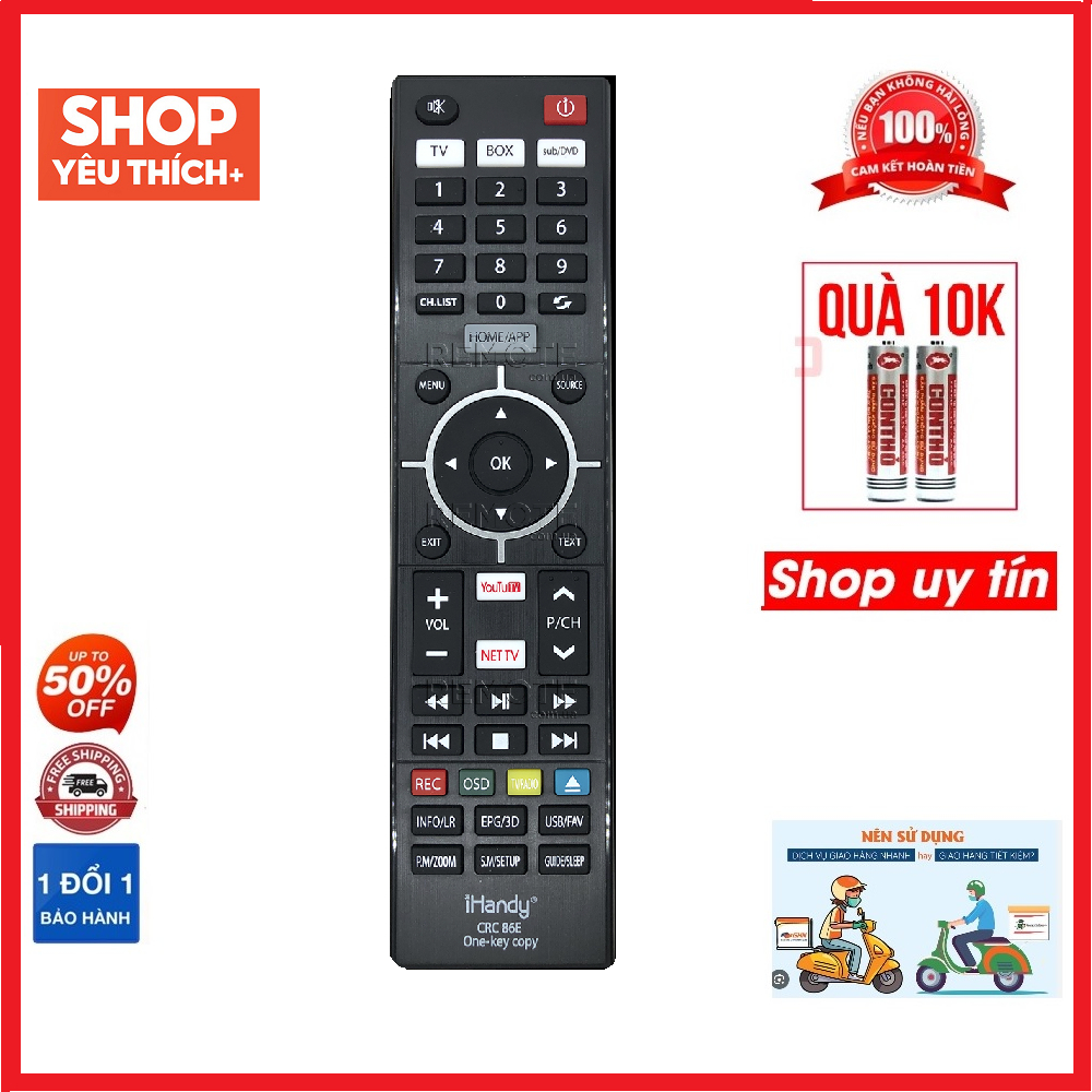 điều khiển remote từ xa dùng cho học lệnh CRC IHANDY - 86E-tặng kèm pin-đầu bấm học lệnh CRC IHANDY-