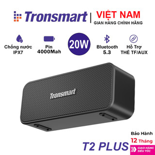 Loa Bluetooth Tronsmart T2 Plus Upgrade 20W, Kháng nước IPX7, ghép nối 2 loa, Bảo hành 12 tháng