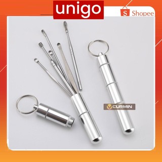 Bộ lấy ráy tai inox 6 món - bộ dụng cụ ngoáy tai bằng thép không rỉ an toàn cho bé và gia đình
