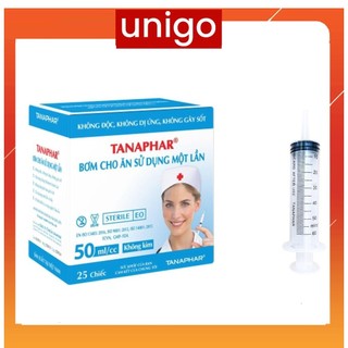 Hộp 25 chiêc Bơm cho ăn 50ml đầu lớn - ống chích vô trùng cho ăn, xilanh sử dụng một lần xi lanh Tanaphar