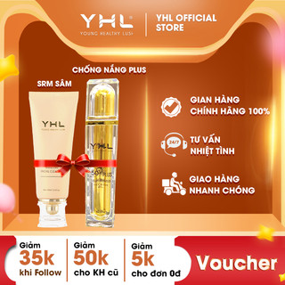 Sữa rửa mặt nhân sâm và kem chống nắng Plus YHL Hàn Quốc