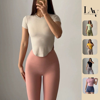 Áo Tập Gym, Yoga, Thể Thao Cộc Tay Vạt Bầu Có Mút Ngực Ôm Eo Tôn Dáng - LAV Activewear