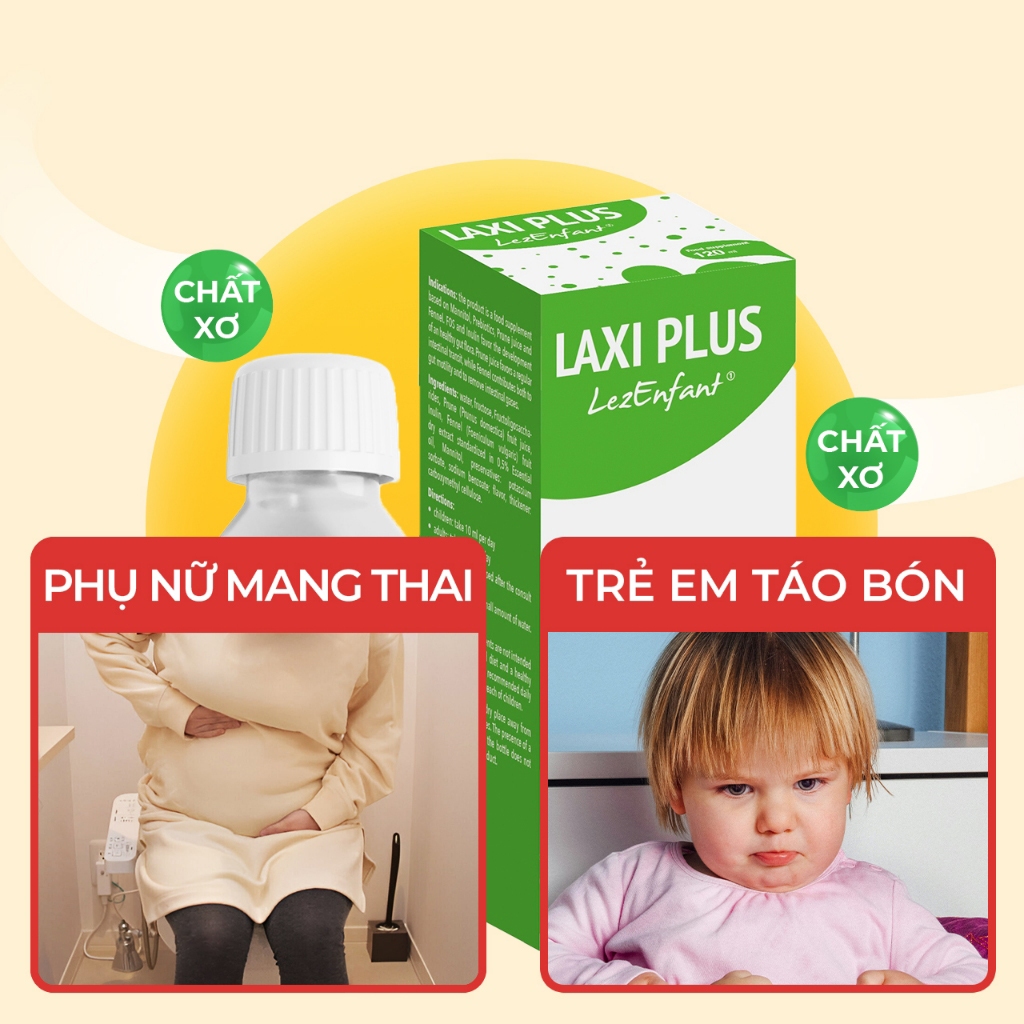 LAXI PLUS LezEnfant - Siro bổ xung chất xơ, hỗ trợ Táo bón cho mẹ và bé - Hộp 1 chai 120ml - Medlabo