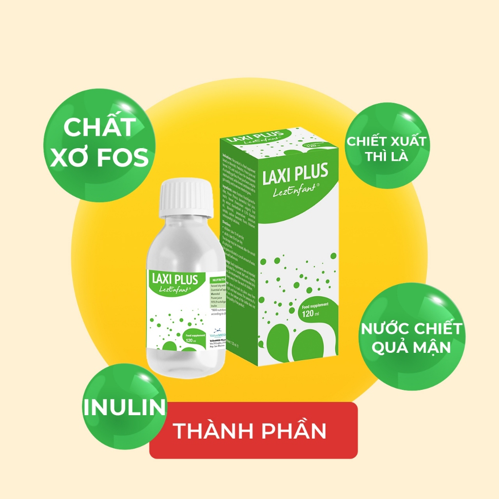 LAXI PLUS LezEnfant - Siro bổ xung chất xơ, hỗ trợ Táo bón cho mẹ và bé - Hộp 1 chai 120ml - Medlabo