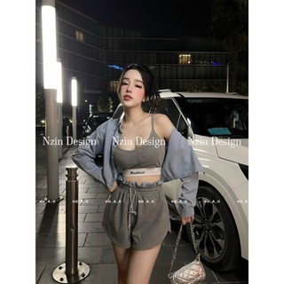 Set 3 món áo bra mix quần đùi kèm áo sơ mi siêu hot