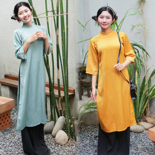 Áo Dài Truyền Thống Chất Liệu Lụa Mềm Mại Xẻ Tà Duyên Dáng
