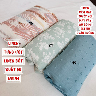 vải Linen hoa Lá-Linen Đũi màu- may váy, may áo sơ mi mềm