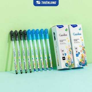 Combo 5/10/20 Bút bi, bút nến Thiên Long TL-019 ngòi 0.6mm, mực xanh/đen, nét viết trơn êm, phù hợp cho tốc kí