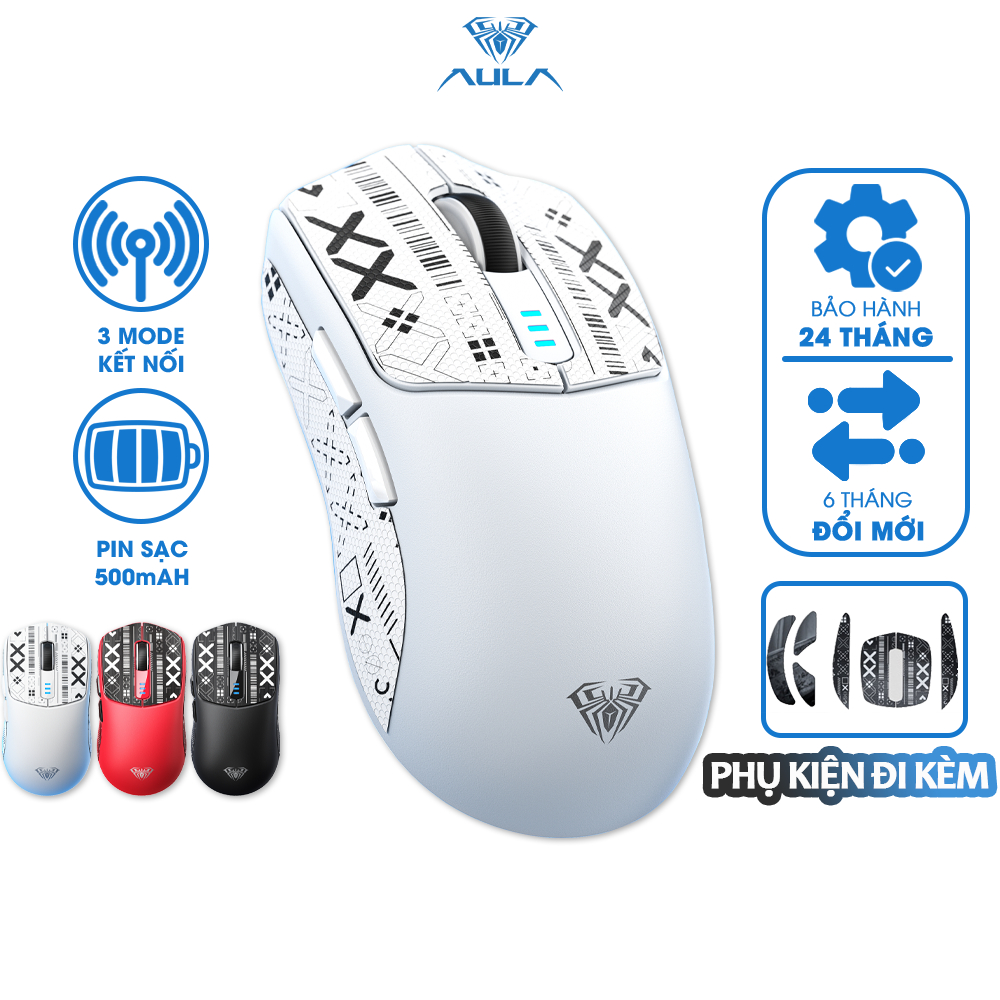Chuột Gaming 3 Mode Phím Cơ AULA SC580/ SC800 Chơi Game Không Dây Bluetooth Wireless 2.4G Type C Pin
