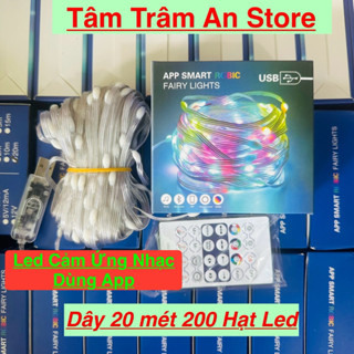 Đèn Led Cuộn nháy đuổi 20M 200 Hạt Led -Dây đèn LED trang trí RGB 5V Cổng USB nháy theo nhạc  kèm điều khiển