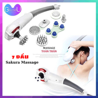 Máy Massage Cầm Tay 7 Đầu Nhật Bản Sakura Massage - Máy Massage Hồng Ngoại, Đấm Lưng, Xoa Bóp