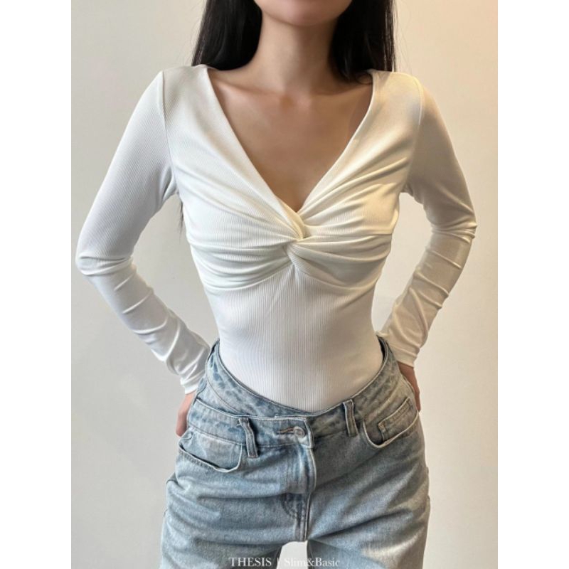  # áo tay dài với thiết kế xoắn ngực thời trang tạo điểm nhấn có  big size mua 2 để được tặng dây chuyền cao cấp 