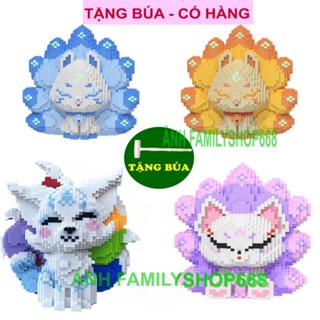 Xếp hình hồ ly 9 đuôi 33cm (TẶNG BÚA) hồ li 30cm Đồ chơi lắp ráp nano 3d mô hình bearbicks