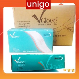 Găng Tay Cao Su Y Tế Có Bột - Không Bột Vglove Hộp 100 Chiếc