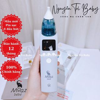 Máy hút mũi cho bé Moaz bebe MB010 an toàn cho bé từ sơ sinh mẫu mới pin sạc 4 đầu hút