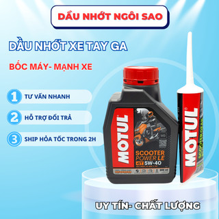 Combo Nhớt Tay Ga MOTUL SCOOTER POWER LE 5W40 SN & Nhớt Láp MOTUL Scooter Gear Plus 80W90 GL-5 120ml