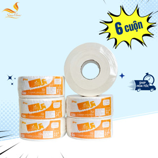 Combo 6 cuộn Giấy vệ sinh công nghiệp cao cấp SÓNG VÀNG size 700g to siêu dai, mềm mịn, không mủn