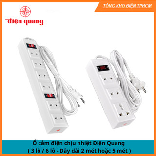 Ổ cắm điện chịu nhiệt Điện Quang ( 3 lỗ / 6 lỗ - Dây dài 2 mét hoặc 5 mét )