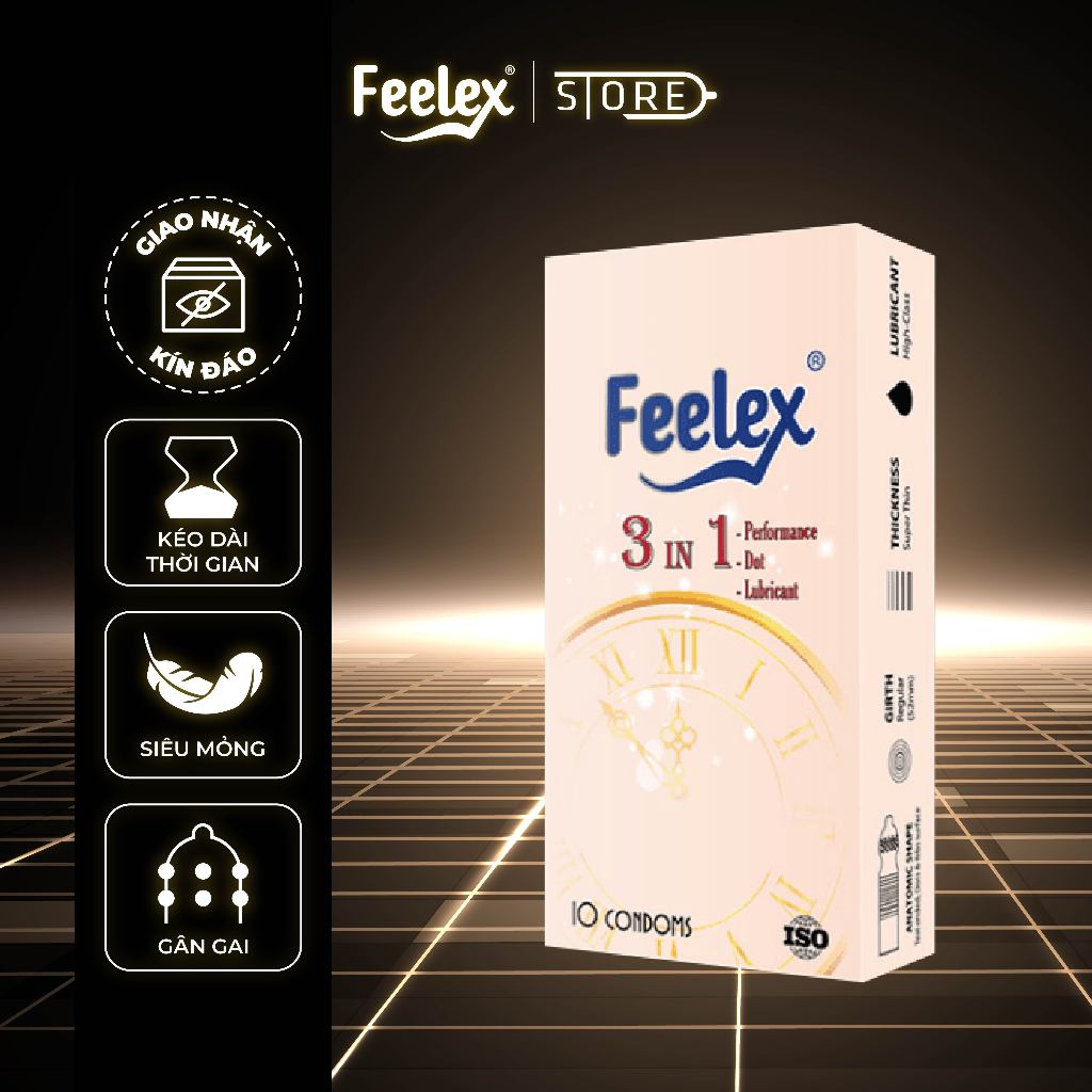 Bao cao su Feelex mỏng, nhiều gel bôi trơn, có hương thơm