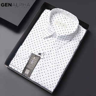 Áo sơ mi dài tay trung niên cao cấp vải lụa GENALPHA vải lụa co giãn mềm mịn form rộng classic GEN44