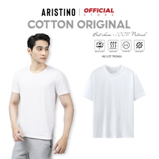 Áo thun nam trơn cổ tròn ARISTINO kiểu lót trong 100% cotton thoáng mát thấm hút mồ hôi - AC22