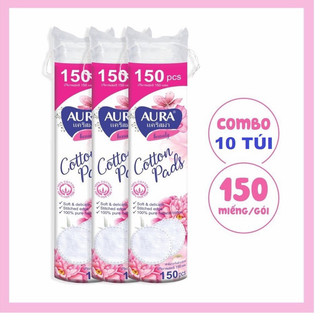 [Mã COSBAUMAR4 giảm 6% đơn 99K] 10 cây bông tẩy trang AURA PLUS chính hãng 150 miếng bông