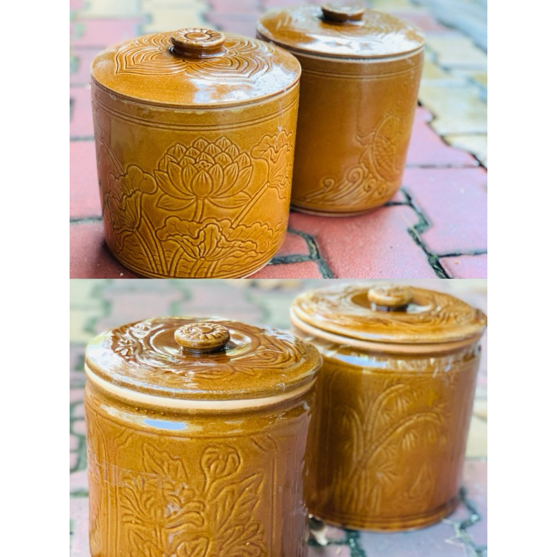 hũ gốm đựng gạo đựng muối dưa cà( giao hoa văn ngẫu nhiên)