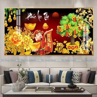 Tranh Tráng Gương Treo Tường "CÂY KIM TIỀN - TÀI LỘC" In UV 5D Cao Cấp