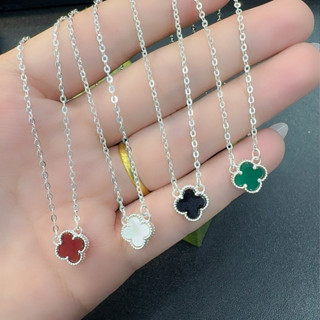 Dây chuyền bốn lá bạc ta cho nữ cỡ đá 8mm_Bạc Đẹp Hải Hạnh HHJ