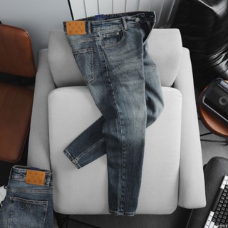 Quần Jean Nam Cao Cấp LV VUITTON Màu Xanh Basic Form SlimFit Mềm Mịn Siêu Co Giãn Hàng Xuất Xịn Có Big Size
