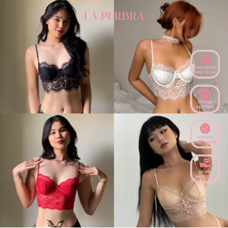 Áo Bra Ren 2 Dây Nữ Sexy Bralette Gợi Cảm LA PERBRA Corset Mềm Mại Áo Lót Ren Có Gọng Nâng - B11